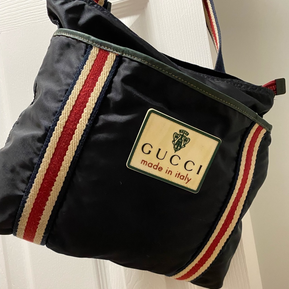 Vintage Gucci, navy canvas.  Limited edition.  Great for any day bag.